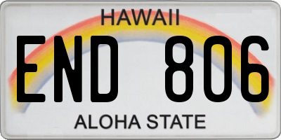 HI license plate END806