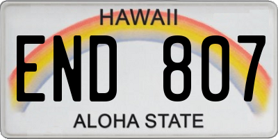 HI license plate END807