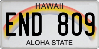 HI license plate END809