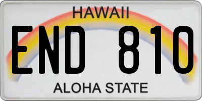 HI license plate END810