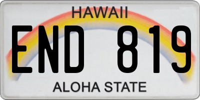 HI license plate END819