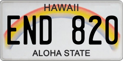 HI license plate END820