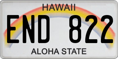 HI license plate END822