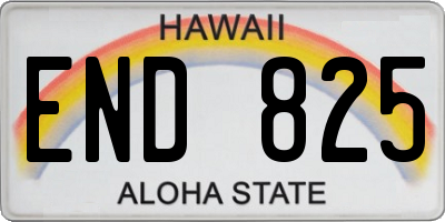 HI license plate END825