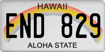 HI license plate END829