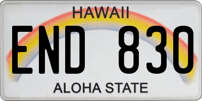 HI license plate END830