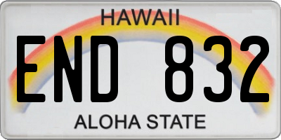 HI license plate END832