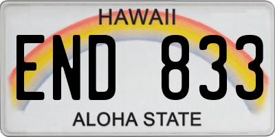 HI license plate END833