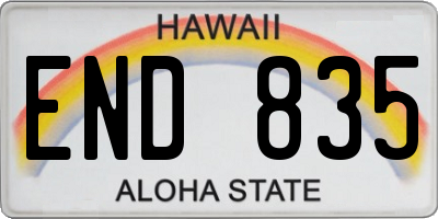 HI license plate END835