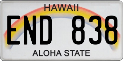 HI license plate END838
