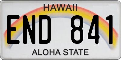 HI license plate END841