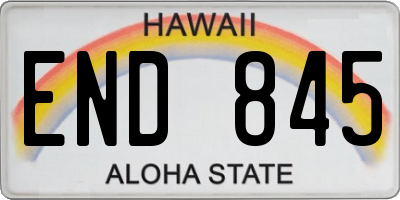 HI license plate END845