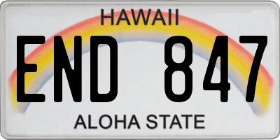 HI license plate END847