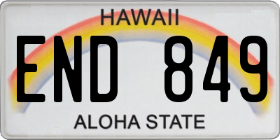 HI license plate END849