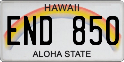 HI license plate END850
