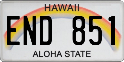 HI license plate END851
