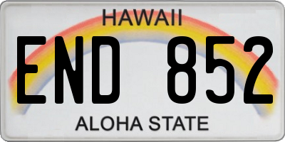 HI license plate END852