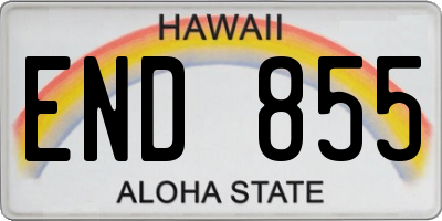 HI license plate END855