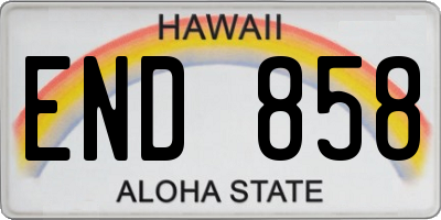 HI license plate END858