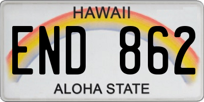 HI license plate END862