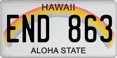 HI license plate END863