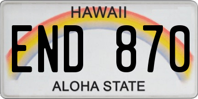 HI license plate END870