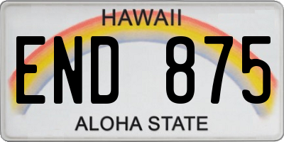 HI license plate END875