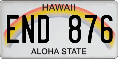 HI license plate END876