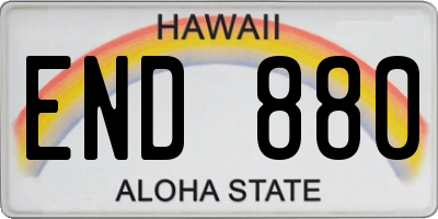 HI license plate END880