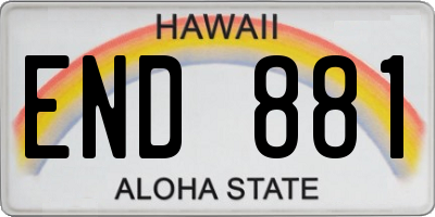 HI license plate END881