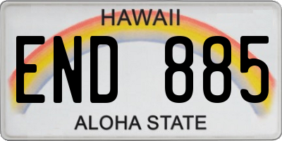 HI license plate END885