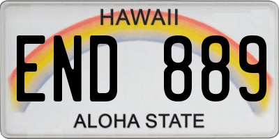 HI license plate END889