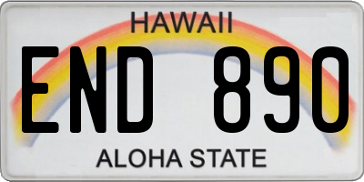 HI license plate END890
