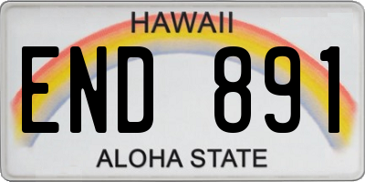 HI license plate END891