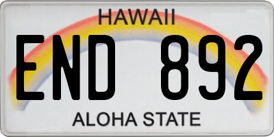 HI license plate END892