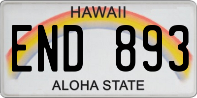 HI license plate END893