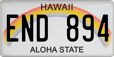 HI license plate END894