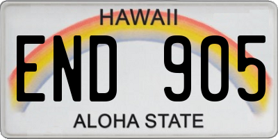 HI license plate END905