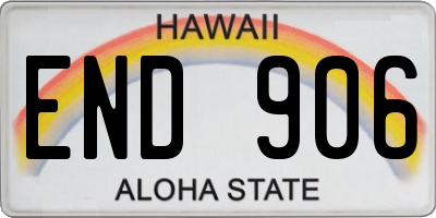 HI license plate END906