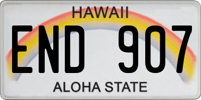 HI license plate END907