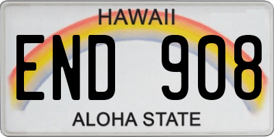 HI license plate END908