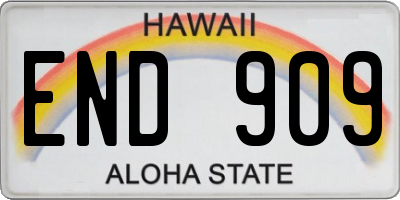 HI license plate END909