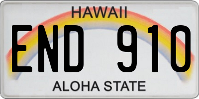 HI license plate END910
