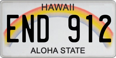HI license plate END912