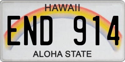 HI license plate END914