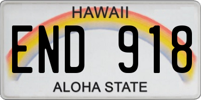 HI license plate END918