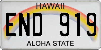 HI license plate END919