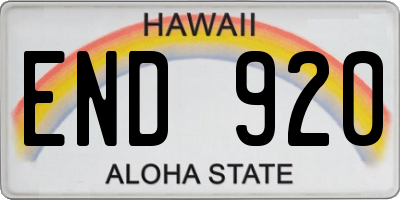 HI license plate END920