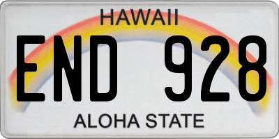 HI license plate END928