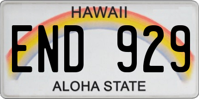 HI license plate END929